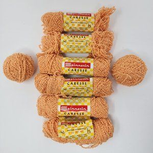Vtg Spinnerin Caresse 100% Orlon Acrylic Yarn 8.6 Oz Total Weight Peach Orange